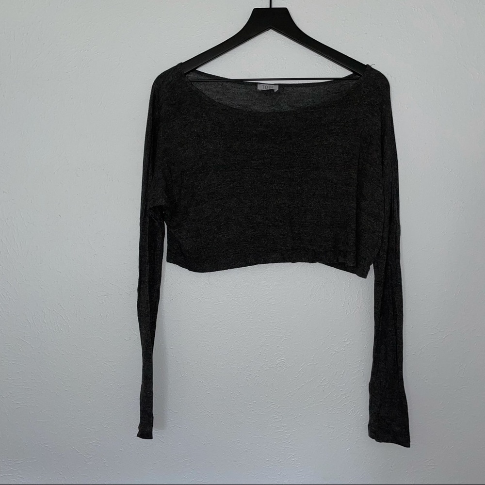 Tobi Cropped Wide Neck Long Sleeve Shirt